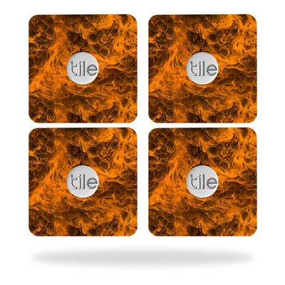 MightySkins Skin Compatible with Tile Slim Key Finder (4 Pack) wrap Cover Sticker Skins Burning Up