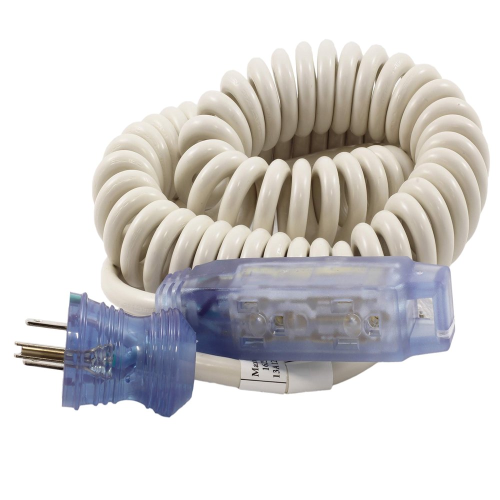 AC WORKS [29441-AS] Medical Grade Power Strip Coiled Cord with Bar Tri-outlet