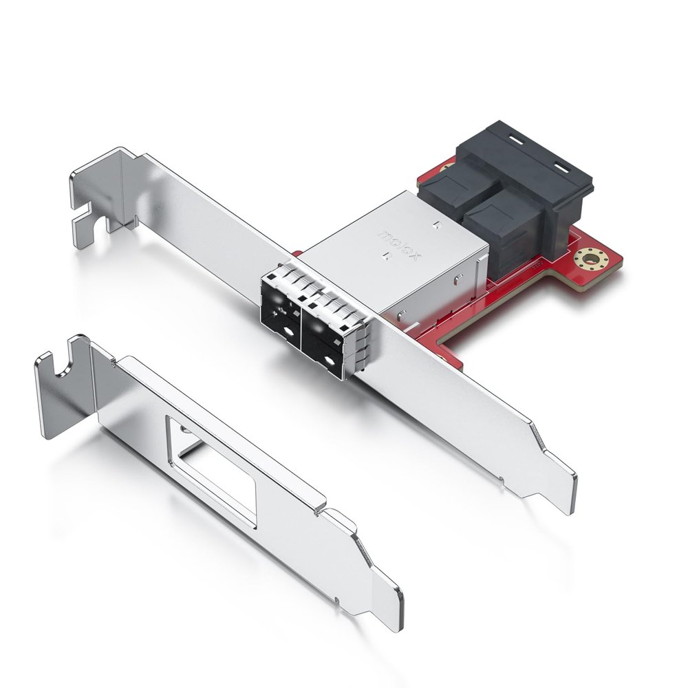 10Gtek Dual Port Mini SAS Adapter SFF-8643 to SFF-8644 PCIe 3.0 Host Bus Adapter, 12Gbps SAS/SATA HBA Card for Server Storage RAID Controller