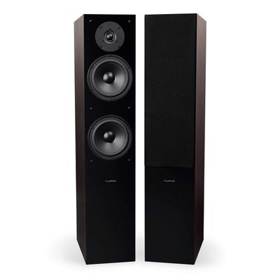 Fluance Elite High Definition Two-Way Floorstanding Loudspeakers for 2-Channel Stereo Listening or Home Theater System - Natural Walnut/Pair