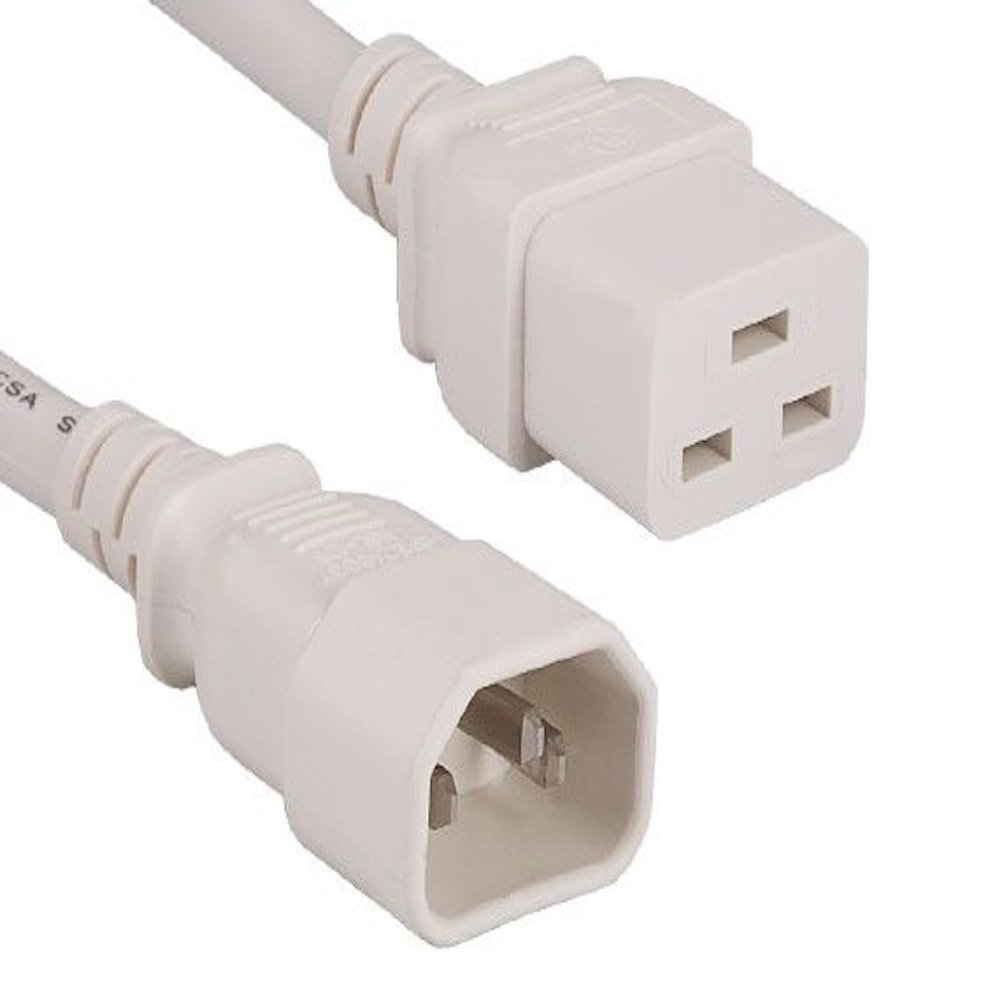 SANOXY Cables and Adapters; 2ft 14 AWG 15A 250V Power Cord (IEC320 C14 to IEC320 C19), White