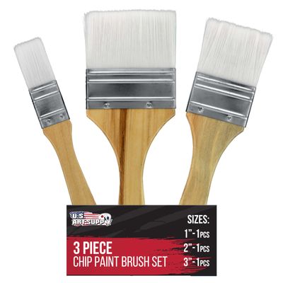 U.S. Art Supply 3 Pack of Variety Size Synthetic Bristle Paint, Chip and