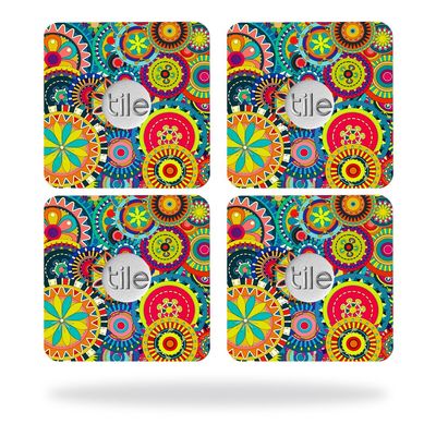 MightySkins Skin Compatible with Tile Slim Key Finder (4 Pack) wrap Cover Sticker Skins Flower Wheels