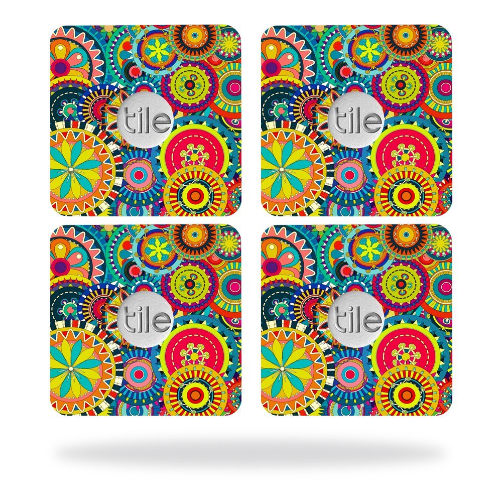 MightySkins Skin Compatible with Tile Slim Key Finder (4 Pack) wrap Cover Sticker Skins Flower Wheels