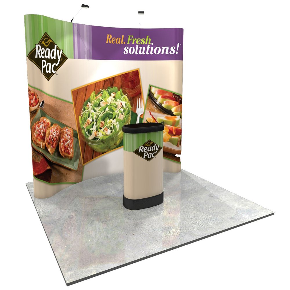 10' Curved Graphic Pop Up Display w/Case & Lights for Trade Shows Booths