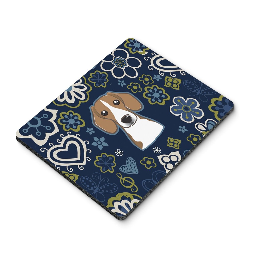 Caroline's Treasures BB5090MP Blue Flowers Beagle Mouse Pad, Hot Pad or Trivet for Home Office Gaming Working Computers Laptop Mouse Mat,Washable Large Mousepad