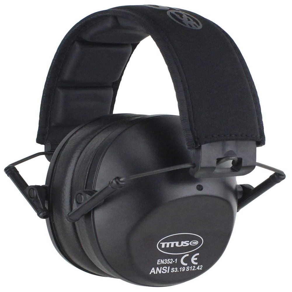 TITUS 2-Series Premium Low Profile Earmuffs, ANSI Rated, High NRR Noise Reduction, Durable Sport Band, Hearing Protection PPE