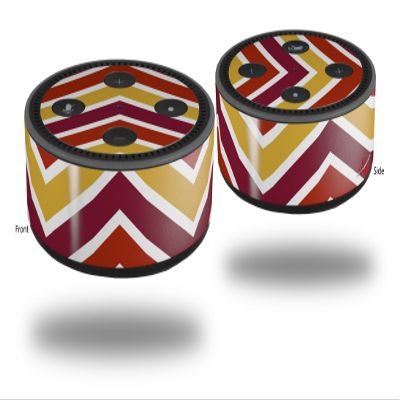 Skin Wrap Decal Set 2 Pack for Amazon Echo Dot 2 - Zig Zag Yellow Burgundy Orange (2nd Generation ONLY - Echo NOT Included)