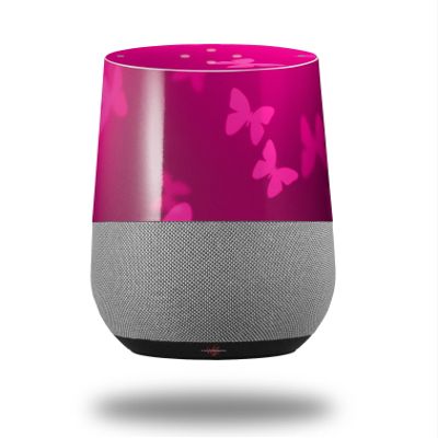 Bokeh Butterflies Hot Pink - Decal Style Skin Wrap fits Google Home Original (Google Home NOT Included)
