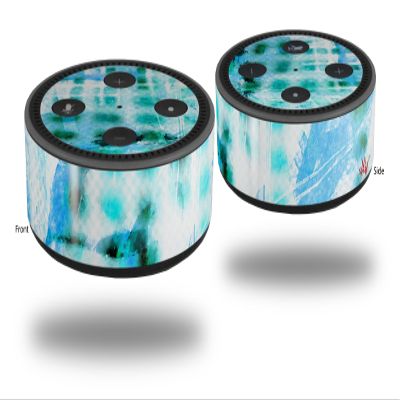 Skin Wrap Decal Set 2 Pack for Amazon Echo Dot 2 - Electro Graffiti Blue (2nd Generation ONLY - Echo NOT Included)