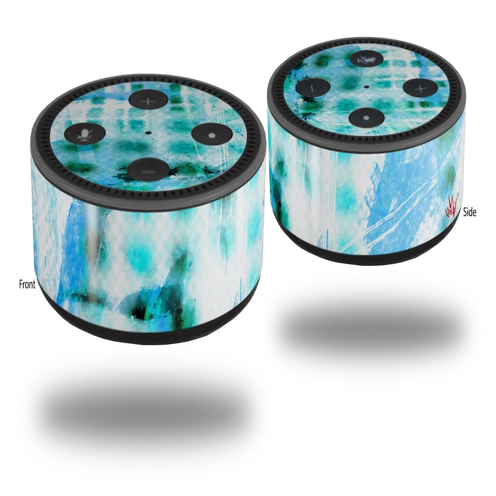 Skin Wrap Decal Set 2 Pack for Amazon Echo Dot 2 - Electro Graffiti Blue (2nd Generation ONLY - Echo NOT Included)