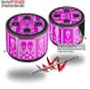 Skin Wrap Decal Set 2 Pack for Amazon Echo Dot 2 - Skull and Crossbones Pattern Pink (2nd Generation ONLY - Echo NOT Included) view 2