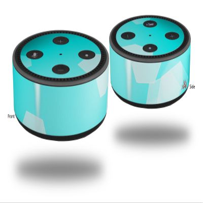 Skin Wrap Decal Set 2 Pack for Amazon Echo Dot 2 - Bokeh Hex Neon Teal (2nd Generation ONLY - Echo NOT Included)