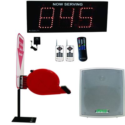 Alzatex Voice Announce 2-Remote Wireless Take-a-Number System w/ 3-Digit Ticket Number for Waiting Line Management