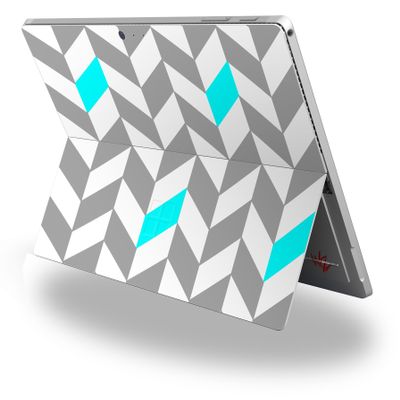Chevrons Gray and Aqua - Decal Style Vinyl Skin (fits Microsoft Surface Pro 4)