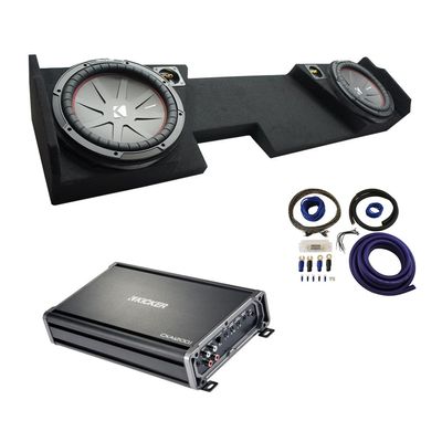 American Sound Connection GM2X10-DCAB14UP Compatible with Chevy Silverado 2014-2018 Double Cab Dual 10" Sub Box, 43CWR102 400W RMS Sub and 43CXA12001 1200W Sub Amp
