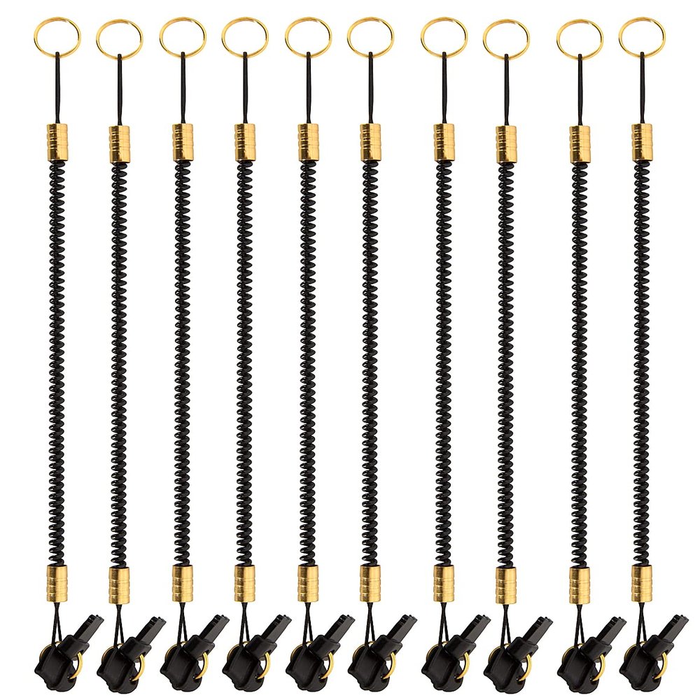 TianCi Stylus Tether 10 Pack of Detachable Elastic Coil Lanyards/Tether Strings with 3.5mm Earphone Jack for Stylus Touch Pens Black