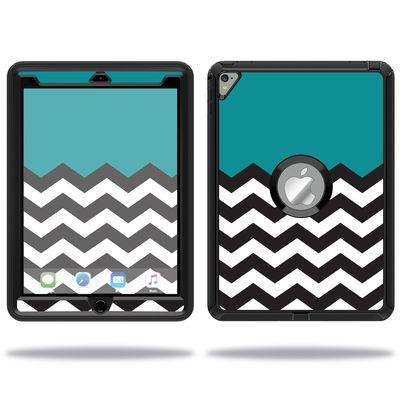 MightySkins Skin Compatible with OtterBox Defender Apple iPad Pro 9.7 Case wrap Cover Sticker Skins Teal Chevron