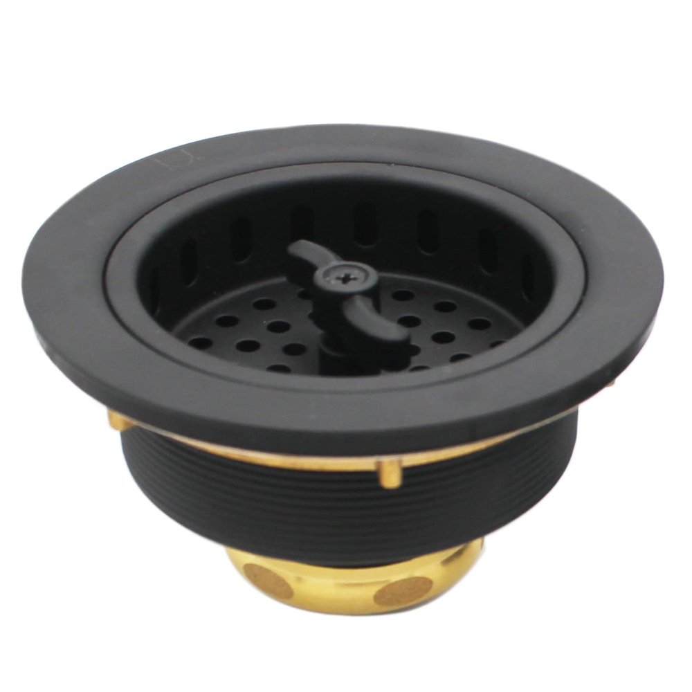 Westbrass R213-62 Wing Nut Style Large Kitchen Basket Strainer, Matte Black