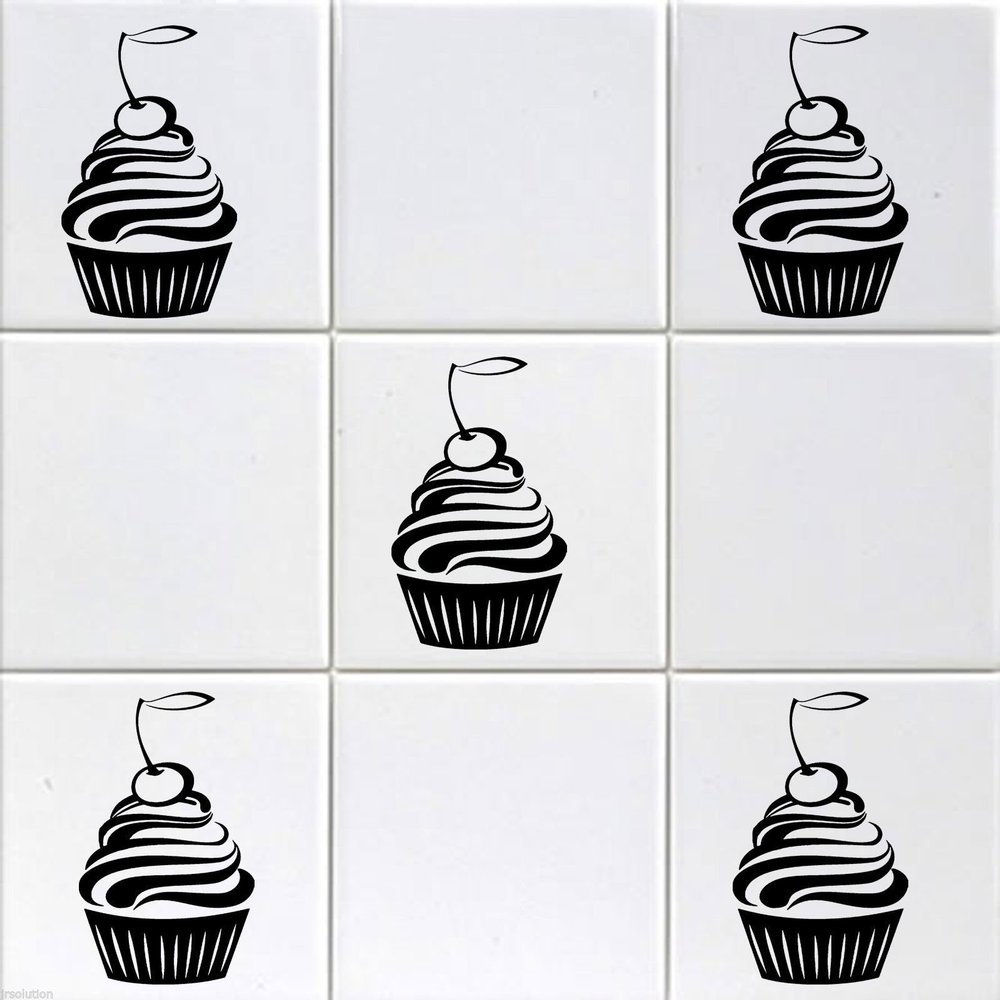 20 Set CUPCAKE Cherry Wall Art Stickers Vinyl Decal Mural Kitchen Nursery Decor Vinyl Wall Art