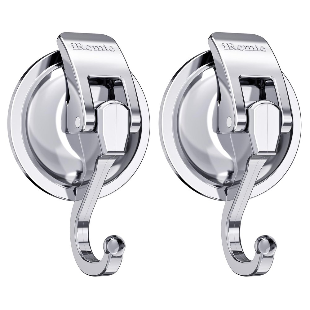 Heavy Duty Vacuum Suction Cup Hooks (2Pack) Specialized for Kitchen&Bathroom&Restroom Organization, by iRomic