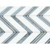 Thassos White Greek Marble Chevron Large (Blue & Gray Strips) Mosaic Tile, Honed view 2