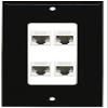 RiteAV Decorative 1 Gang 4 Port Cat5e Ethernet Wall Plate - Black/White view 1