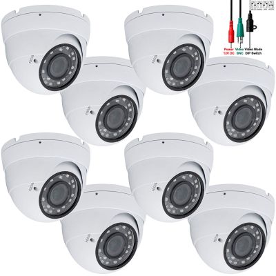 Evertech 8 Pcs. 1080P High Resolution Outdoor Indoor Day Night Vision Dome Security Camera with 2.8-12mm Manual Zoom Lens