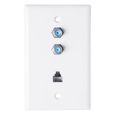 Skywalker Wall Plate w/Dual 3.0Ghz F-81 and Phone Connector (White)