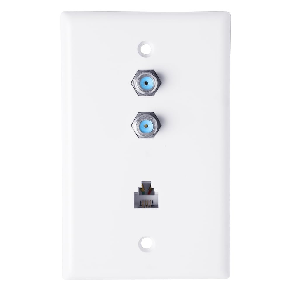 Skywalker Wall Plate w/Dual 3.0Ghz F-81 and Phone Connector (White)