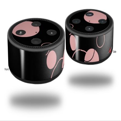Skin Wrap Decal Set 2 Pack for Amazon Echo Dot 2 - Lots of Dots Pink on Black (2nd Generation ONLY - Echo NOT Included)