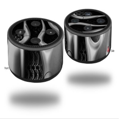 Skin Wrap Decal Set 2 Pack for Amazon Echo Dot 2 - Metal Flames Chrome (2nd Generation ONLY - Echo NOT Included)