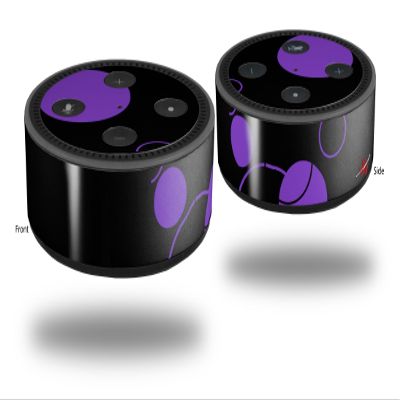 Skin Wrap Decal Set 2 Pack for Amazon Echo Dot 2 - Lots of Dots Purple on Black (2nd Generation ONLY - Echo NOT Included)