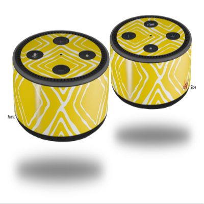 Skin Wrap Decal Set 2 Pack for Amazon Echo Dot 2 - Wavey Yellow (2nd Generation ONLY - Echo NOT Included)