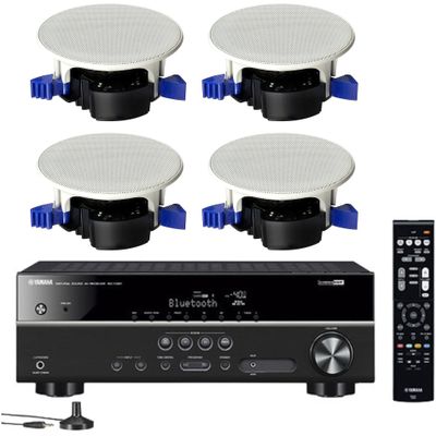Yamaha 5.1-Channel Wireless Bluetooth 4K A/V Home Theater Receiver Easy-to-Install Natural Sound Moisture Resistant 6.5" High Performance in-Ceiling Speakers (Set of 4)