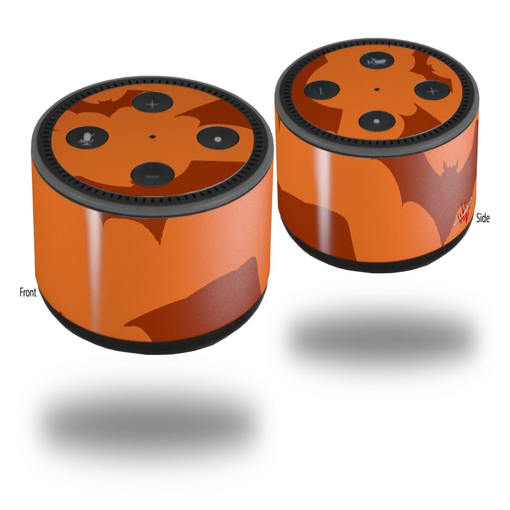 Skin Wrap Decal Set 2 Pack for Amazon Echo Dot 2 - Deathrock Bats Orange (2nd Generation ONLY - Echo NOT Included)