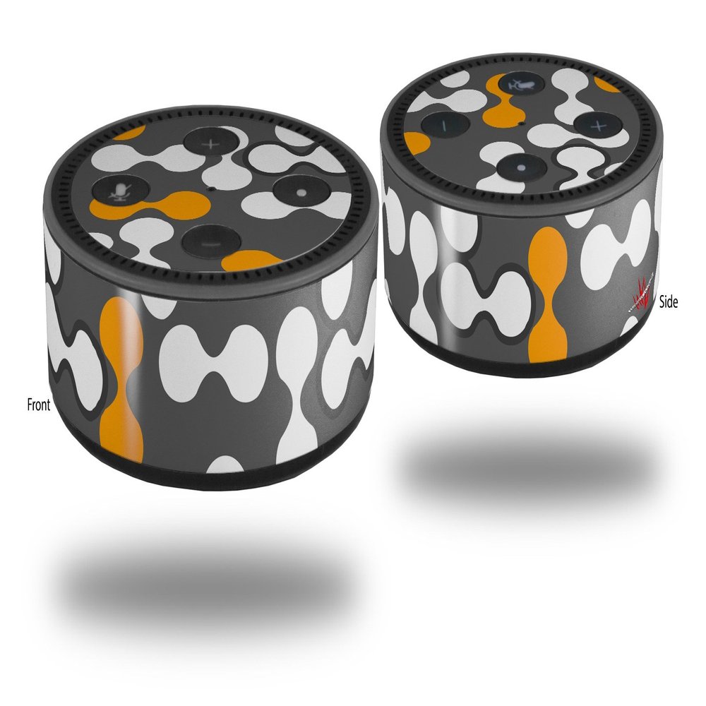 Skin Wrap Decal Set 2 Pack for Amazon Echo Dot 2 - Locknodes 04 Orange (2nd Generation ONLY - Echo NOT Included)