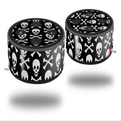 Skin Wrap Decal Set 2 Pack for Amazon Echo Dot 2 - Skull and Crossbones Pattern (2nd Generation ONLY - Echo NOT Included)