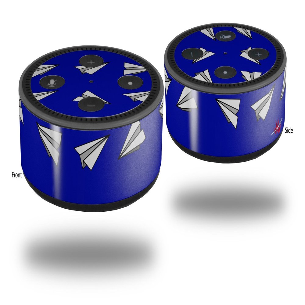 Skin Wrap Decal Set 2 Pack for Amazon Echo Dot 2 - Paper Planes Royal Blue (2nd Generation ONLY - Echo NOT Included)