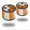 Skin Wrap Decal Set 2 Pack for Amazon Echo Dot 2 - Psycho Stripes Orange and White (2nd Generation ONLY - Echo NOT Included) view 1