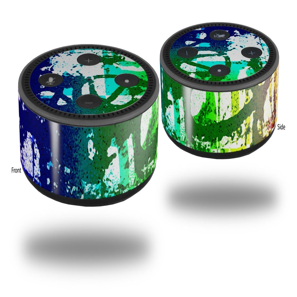 Skin Wrap Decal Set 2 Pack for Amazon Echo Dot 2 - Rainbow Graffiti (2nd Generation ONLY - Echo NOT Included)