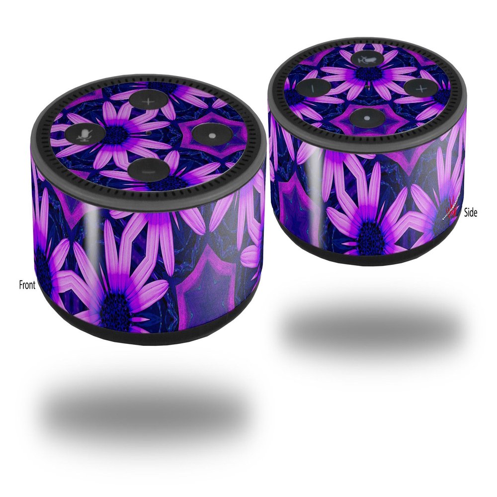 Skin Wrap Decal Set 2 Pack for Amazon Echo Dot 2 - Daisies Purple (2nd Generation ONLY - Echo NOT Included)
