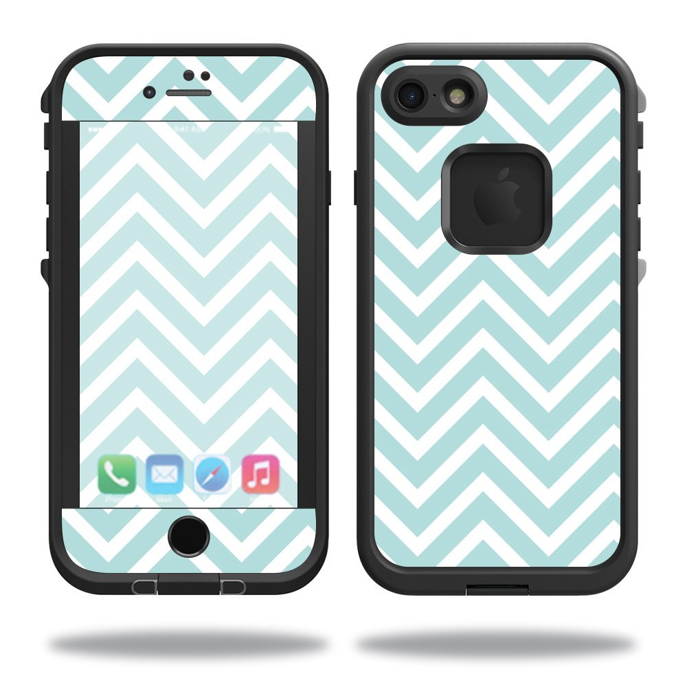 MightySkins Skin Compatible with Lifeproof iPhone SE (2020) / 7/8 - Aqua Chevron | Protective, Durable, and Unique Vinyl Decal wrap Cover | Easy to Apply, Remove, and Change Styles | Made in The USA