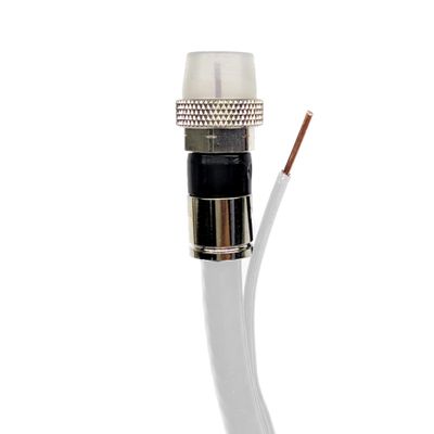 100ft WHITE Coax RG-6 Cable w/Ground Messenger 3Ghz 75 Ohm 18AWG UL ETL CM ANTI-CORROSION WEATHER SEAL BRASS Compression Fittings SATELLITE TV & INTERNET CABLE Assembled in USA by PHAT SATELLITE INTL