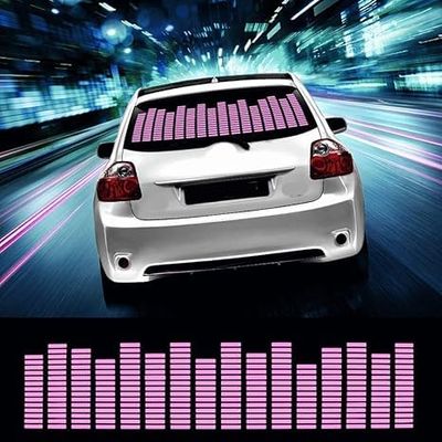 DIYAH Auto Sound Music Beat Activated Car Stickers Equalizer Glow LED Light Audio Voice Rhythm Lamp 90cm X 25cm / 3FT X 5/6FT (Pink)