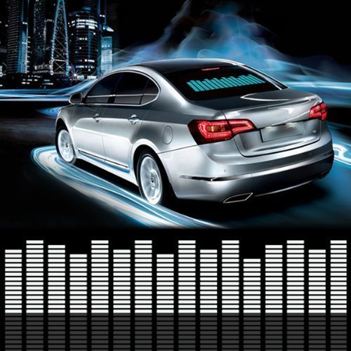 DIYAH Auto Sound Music Beat Activated Car Stickers Equalizer Glow LED Light Audio Voice Rhythm Lamp 90cm X 25cm / 3FT X 5/6FT (Blue)