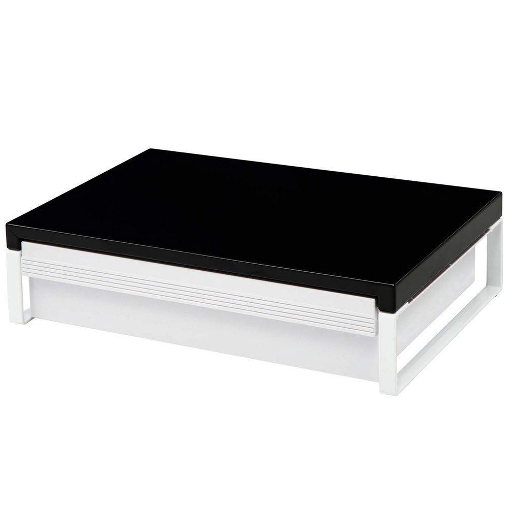 LIHIT LAB Desktop Stand with Drawer, 9.8 x 15.4 x 3.9 Inches, Black (A7341-24)