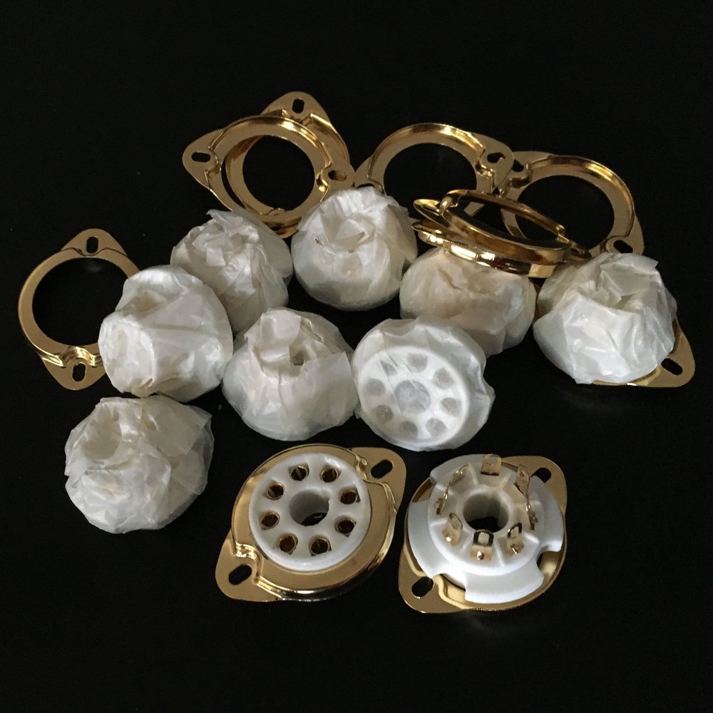 100Pcs 8Pin Ceramic Vacuum Tube Socket Valve Base Fr KT88 6550 EL34A Gold Plated