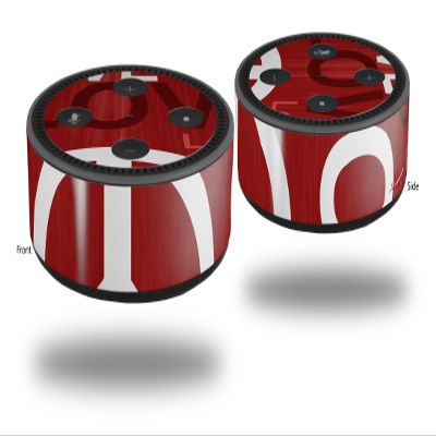 Skin Wrap Decal Set 2 Pack for Amazon Echo Dot 2 - Love and Peace Red (2nd Generation ONLY - Echo NOT Included)
