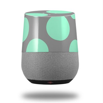 Kearas Polka Dots Mint and Gray - Decal Style Skin Wrap fits Google Home Original (Google Home NOT Included)
